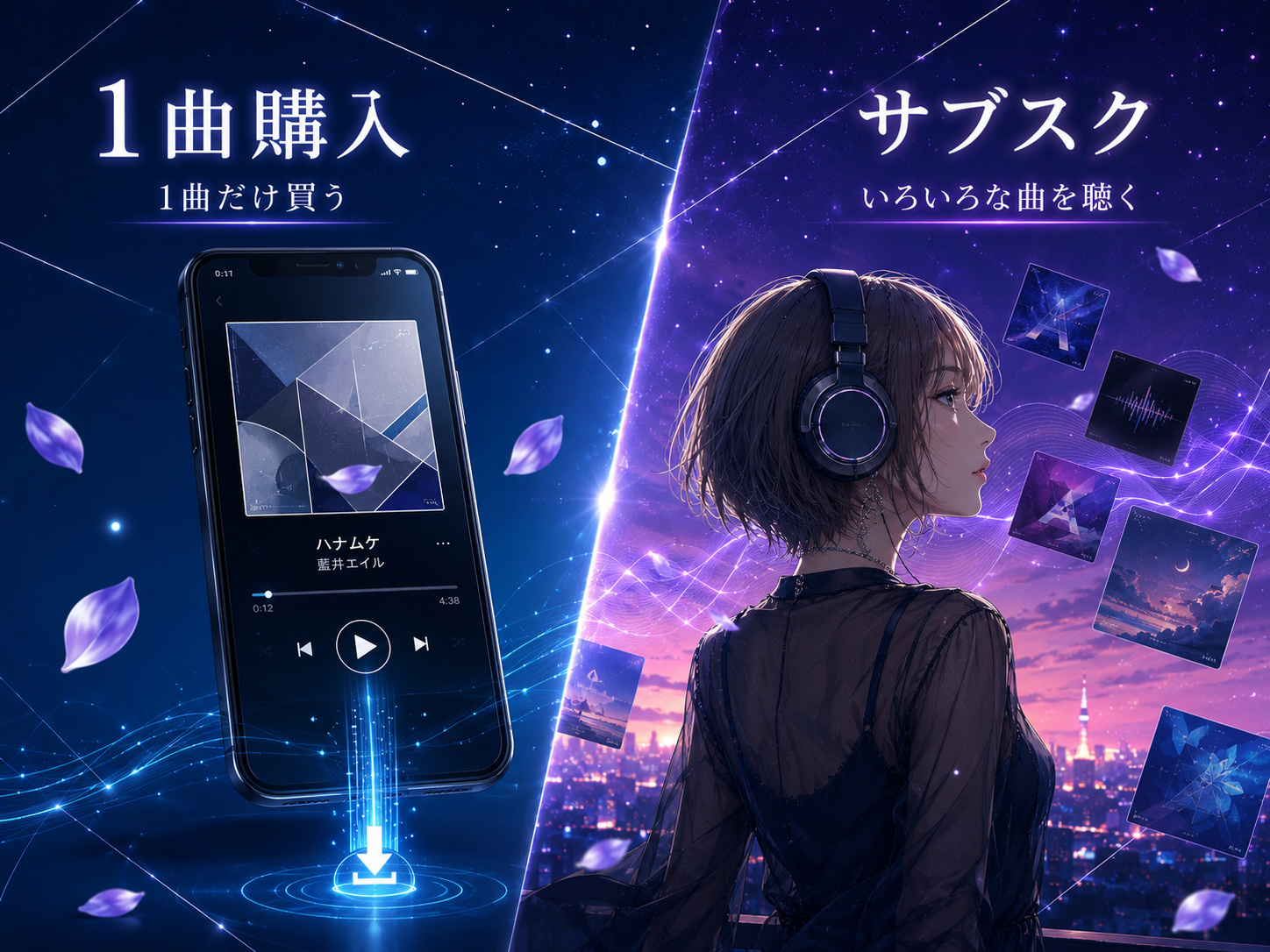 音楽の1曲購入とサブスクの違いをスマホとヘッドホンで比較
