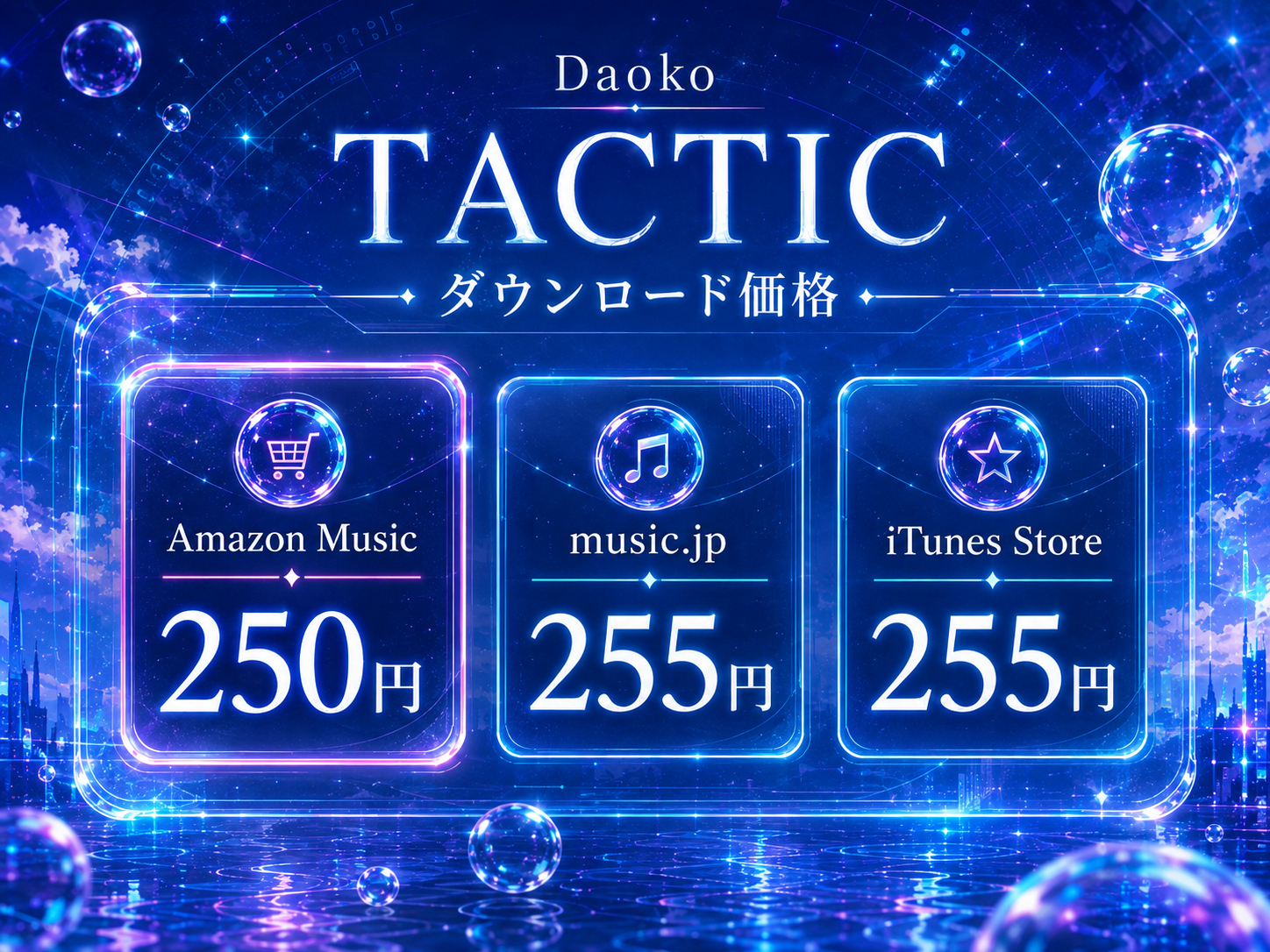 Daoko「TACTIC」のダウンロード価格比較 Amazon Music250円 music.jp・iTunes Store255円