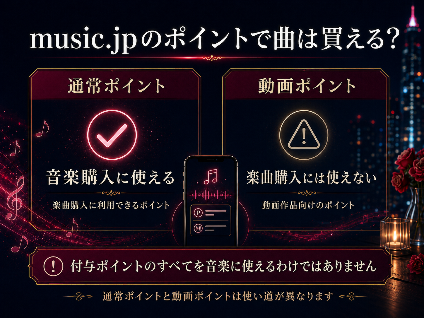 music.jpの通常ポイントと動画ポイントの用途の違い