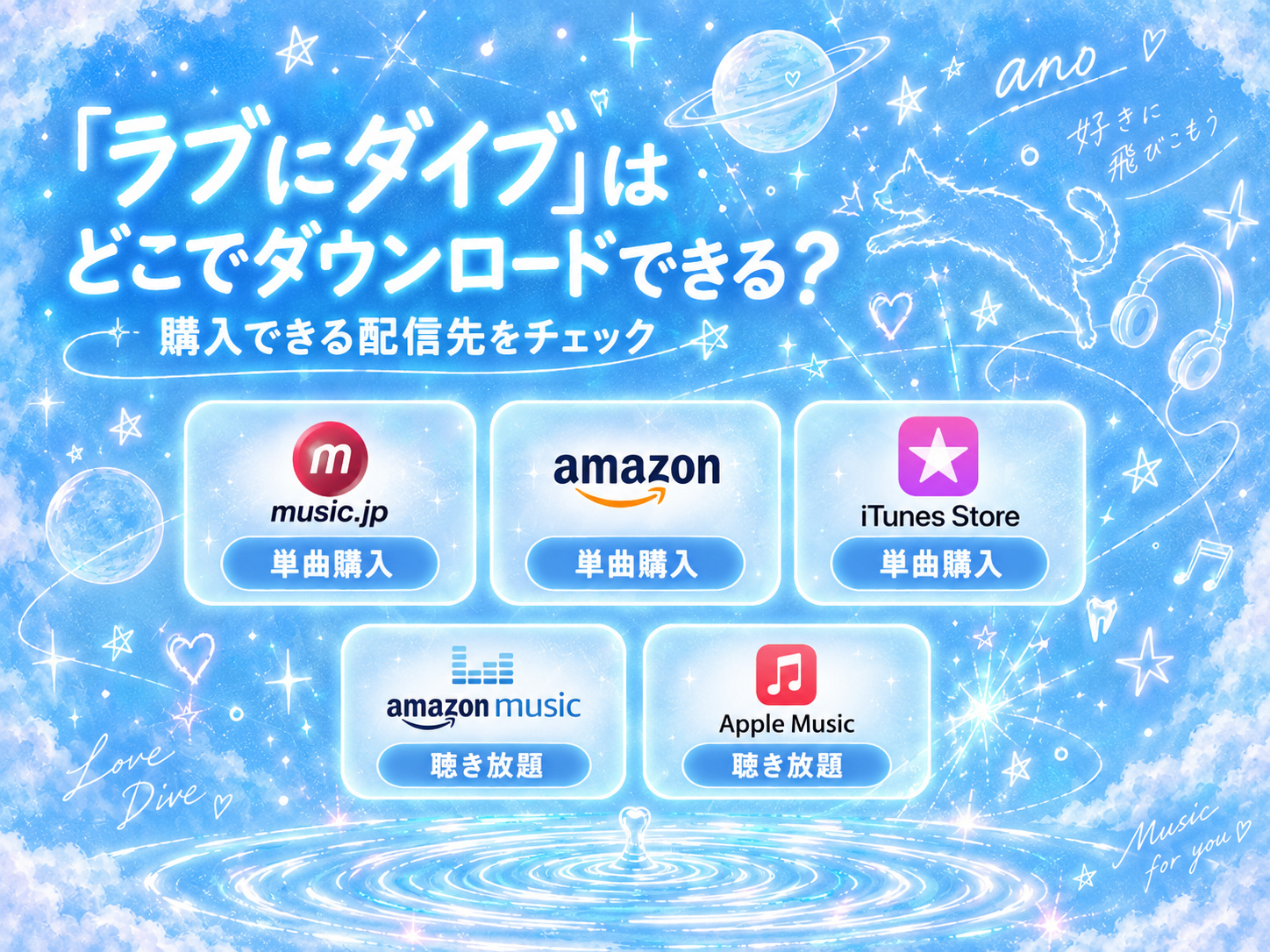 ano「ラブにダイブ」のダウンロード購入先とサブスク配信先の比較イメージ