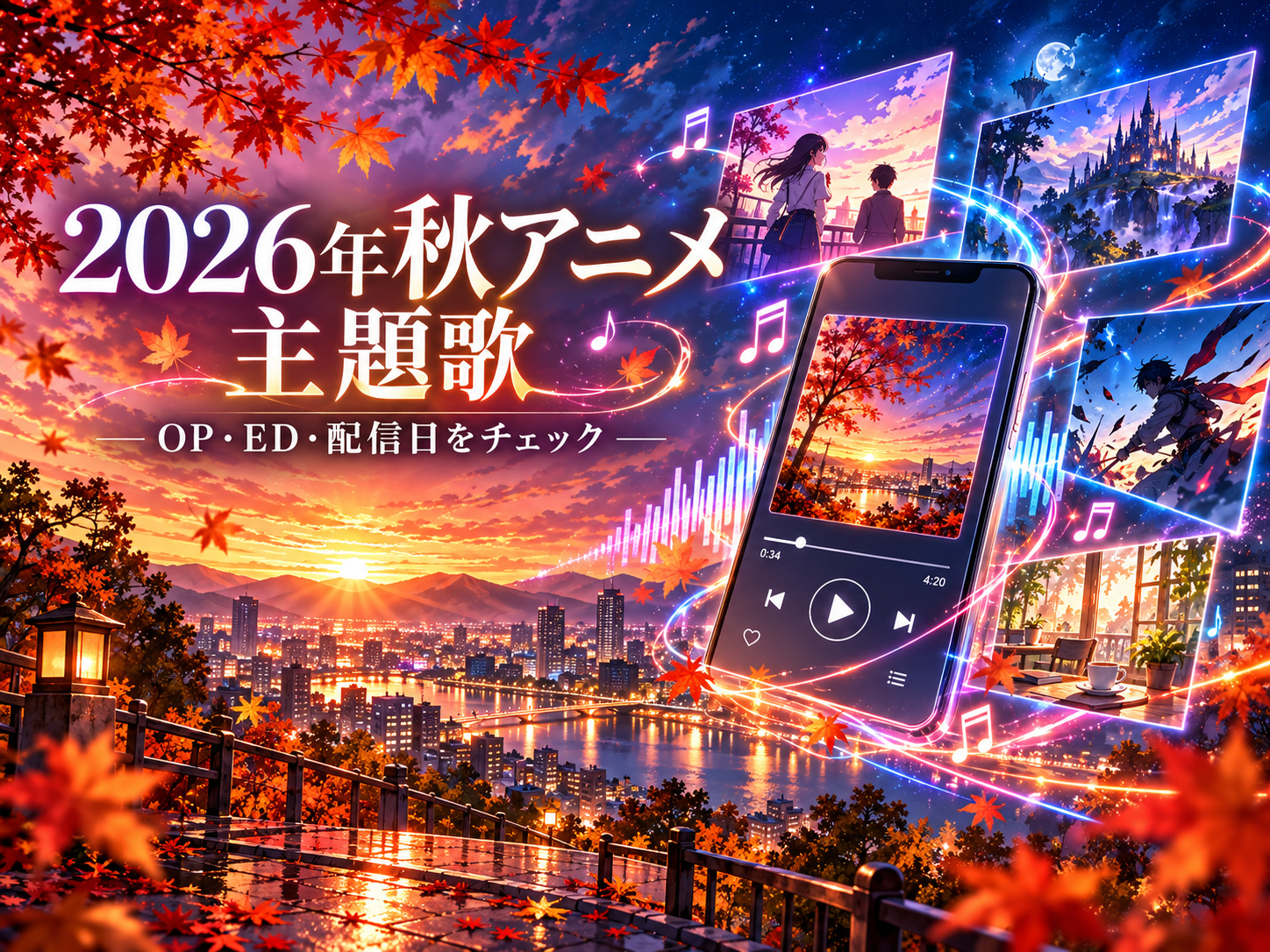 2026年秋アニメ主題歌のOP・EDと配信日を確認するイメージ