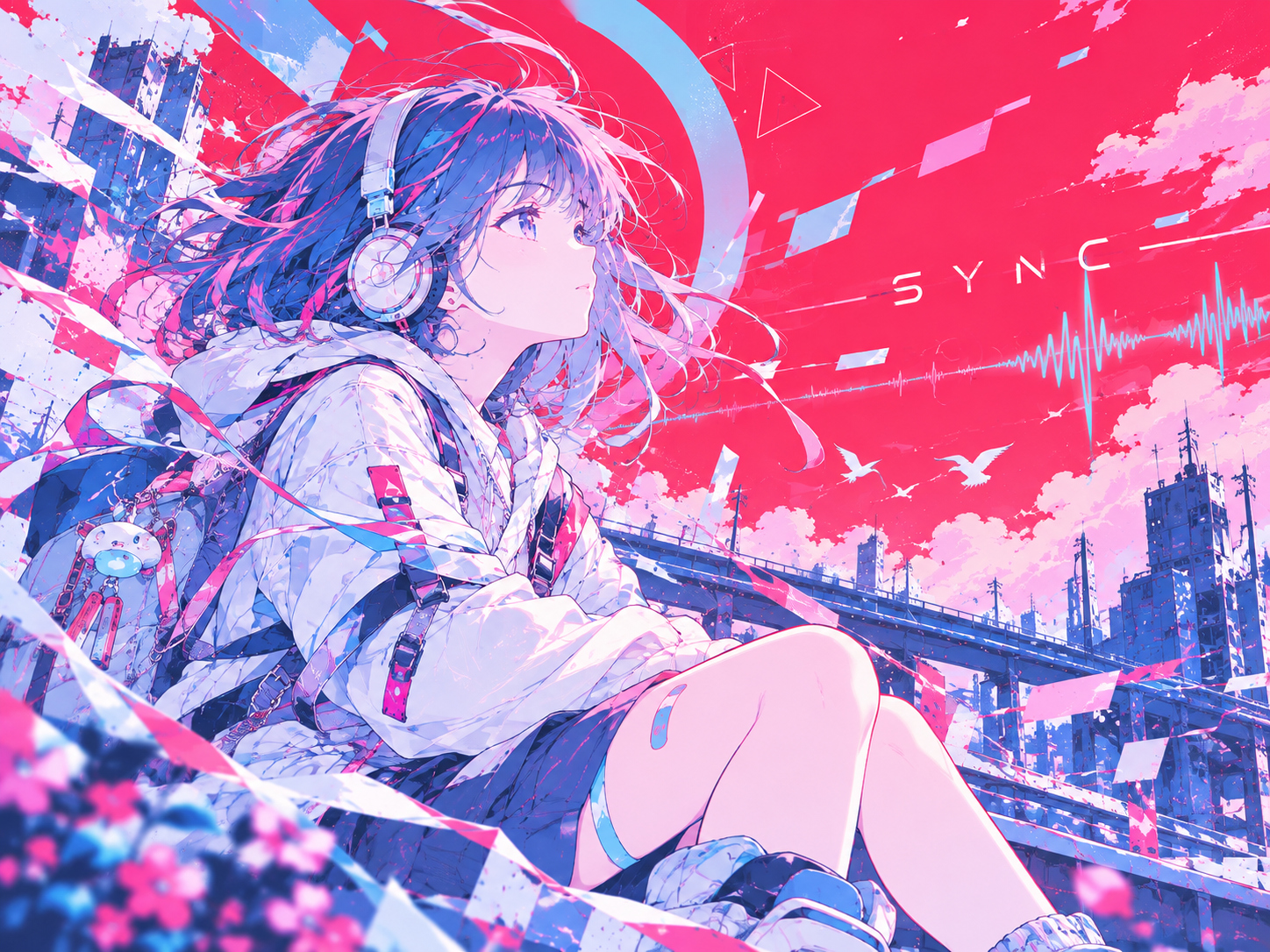 Daoko「SYNC」の楽曲世界をイメージしたアニメ風イラスト