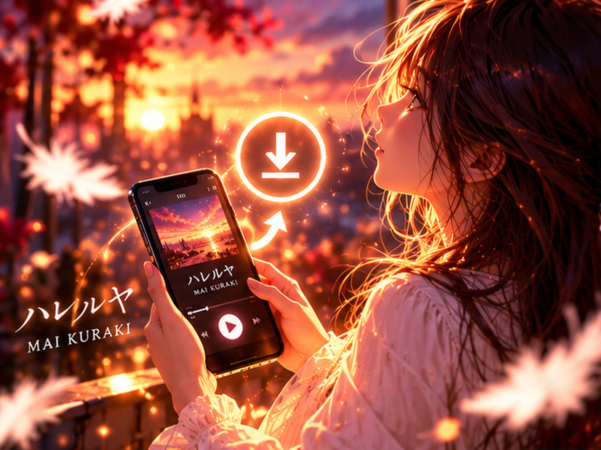 倉木麻衣「ハレルヤ」を1曲購入してスマホにダウンロードするイメージ