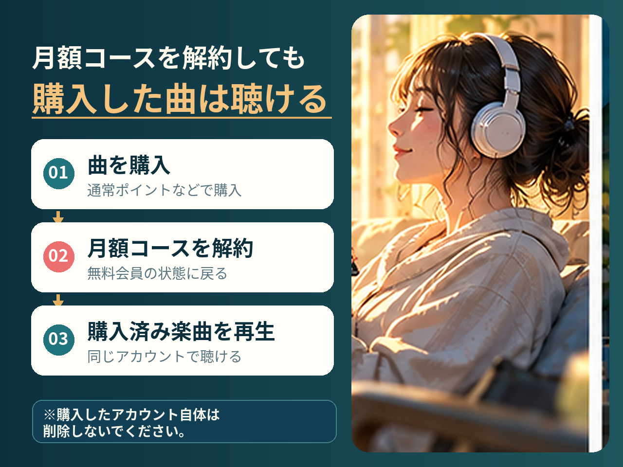 music.jpの月額コース解約後も購入済み楽曲を無料会員として再生できる仕組み
